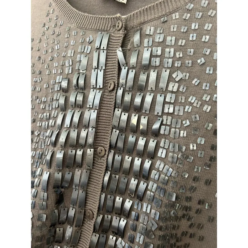 Victor Costa Occasion Beaded Top Size Medium – Silver Embellished Party Piece